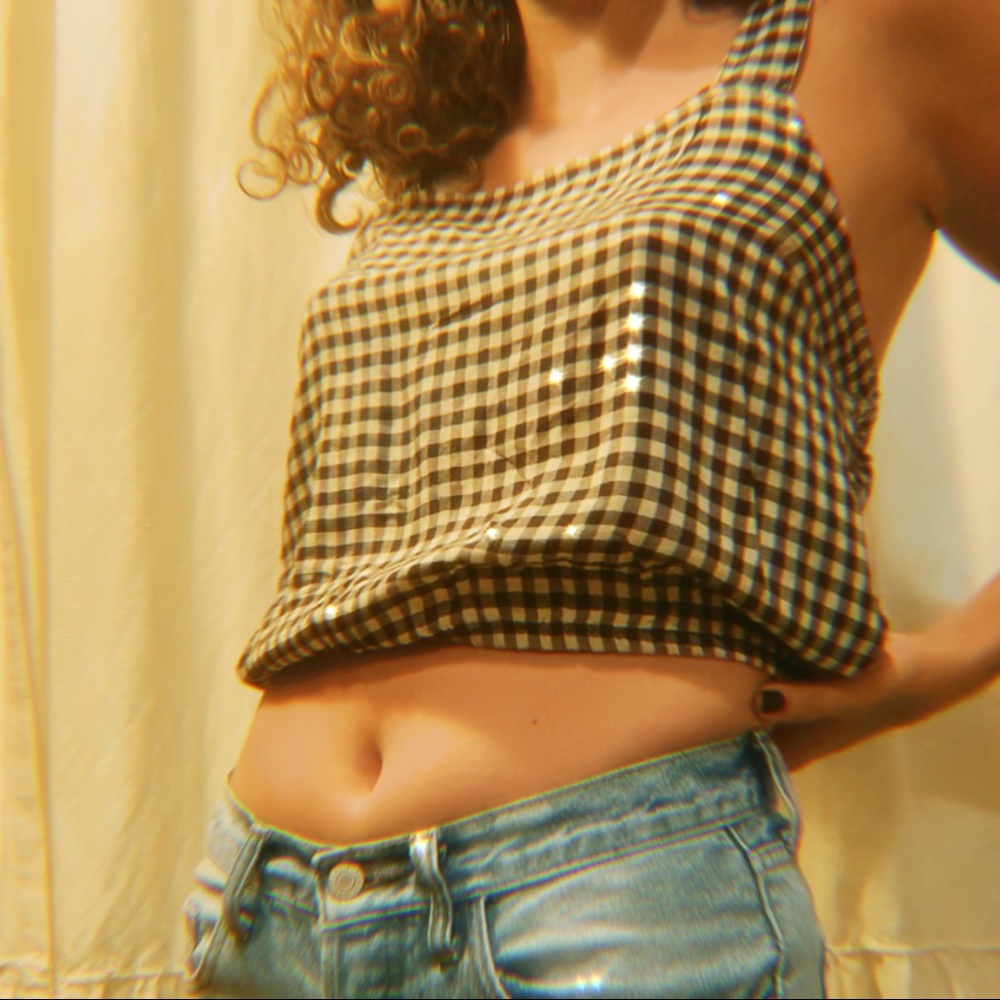 gingham cropped blouse